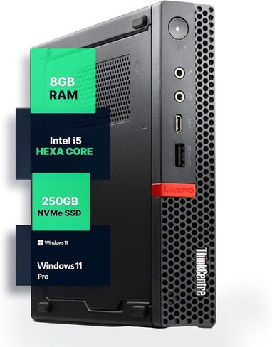 Lenovo M720Q ThinkCentre Mini PC | Windows 11 Pro | Intel I5-8400T | 16 جيجابايت ذاكرة الوصول العشوائي + 500 جيجابايت NVME | 5g wifi + bt | كمبيوتر سطح المكتب الصغير أو المكتب (متجدد) in Kuwait