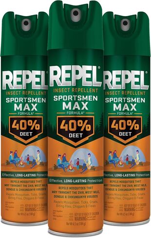Repel Sportsmen Max Mosquito & Insect Repellent 6.5 Oz, 40% DEET, 3 Pack | Repels Mosquitoes, Ticks, Gnats, Biting Flies, Chiggers & Fleas, Long-Lasting Bug Spray, For Outdoor & Active Families in Saudi Arabia