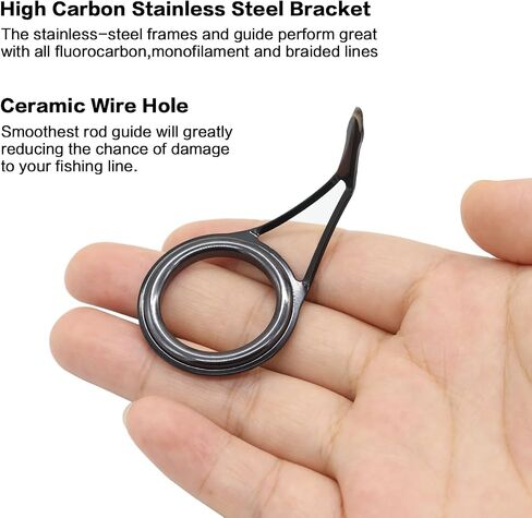 90 Pcs 9 Size Single Leg Fishing Rod Guide with Top Ring Stainless Steel Foot Ceramic Wire Eyelet Repair Kit for Lure, Sea and Rock Rod Modification in Saudi Arabia