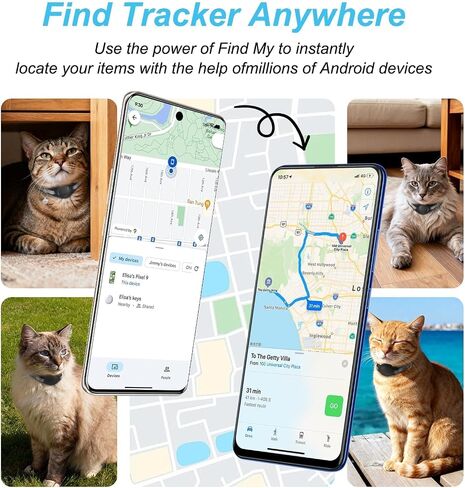 طوق تعقب Google Cat GPS (Android فقط) جهاز تعقب نشاط القطط الذكي | علامة Mini Pet Finder المعتمدة، مضادة للفقدان، بدون اشتراك، مناسبة للحيوانات الأليفة والمركبات والأشياء - عبوة واحدة in Kuwait