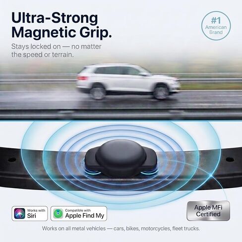 2 Pack GPS Tracker for Vehicles Find My Locator Finder Waterproof iOS Only | No Subscription Required Network Real Time Magnetic Car Tracker Device Hidden Item Finder Mini Global Network for Car Dog in Kuwait
