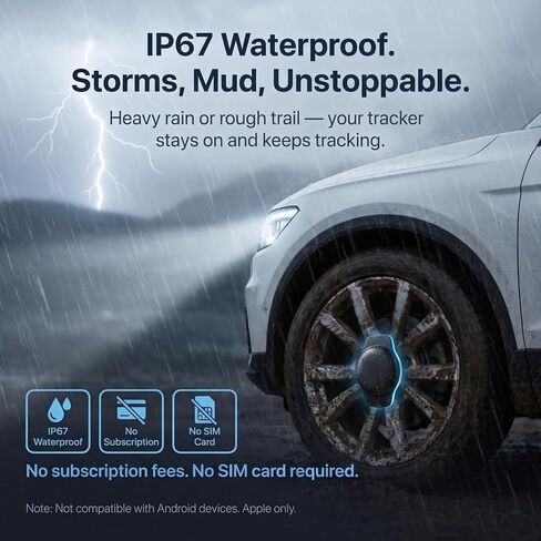 2 Pack GPS Tracker for Vehicles Find My Locator Finder Waterproof iOS Only | No Subscription Required Network Real Time Magnetic Car Tracker Device Hidden Item Finder Mini Global Network for Car Dog in Kuwait