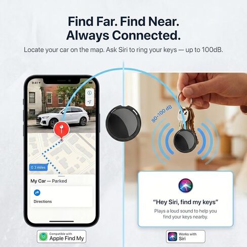 2 Pack GPS Tracker for Vehicles Find My Locator Finder Waterproof iOS Only | No Subscription Required Network Real Time Magnetic Car Tracker Device Hidden Item Finder Mini Global Network for Car Dog in Kuwait