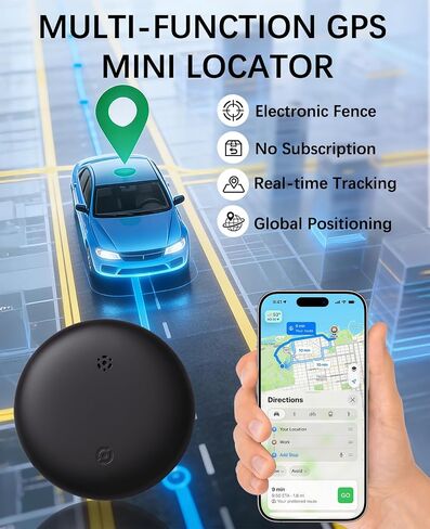 GPS Tracker Device for Vehicles,Non Detectable GPS Tracker for Android and iPhone with Real-Time Tracking,Hidden Car Tracker Device,No Monthly Fee,No SIM,for Cars, Kids, Pets(Matte Black) in Kuwait