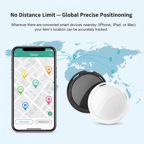 2 Pack GPS Tracker for Vehicles Work with Find My (iOS Only) Real Time Mini | Hidden Car Tracking Devices Worldwide Coverage Car Key Locator Waterproof No Monthly Fee No Subscription No SIM Card Required in Saudi Arabia
