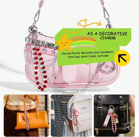 Beaded Lanyard Phone Charm for Keychain Bag & Key Accessory, Red 5.9in | Multi-use Design Phone Chain Durable Metal Ring Lightweight and Comfortable for Everyday Wear, Gifts for Women in Saudi Arabia