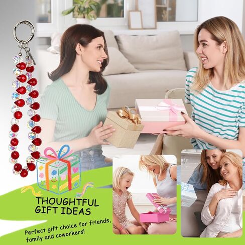Beaded Lanyard Phone Charm for Keychain Bag & Key Accessory, Red 5.9in | Multi-use Design Phone Chain Durable Metal Ring Lightweight and Comfortable for Everyday Wear, Gifts for Women in Saudi Arabia