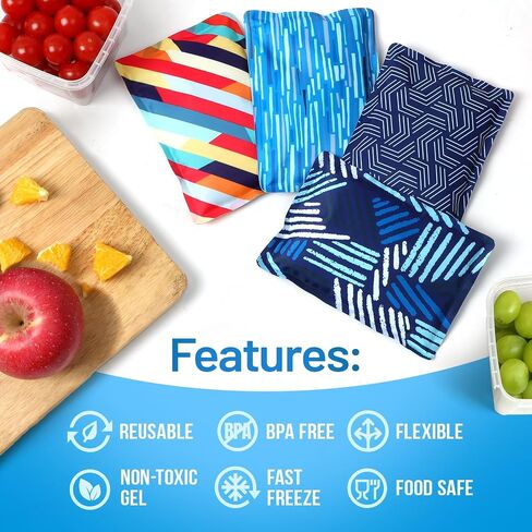 Reusable Ice Packs for Lunch Box and Coolers, Soft Flexible BPA Free 2 Pack in Saudi Arabia