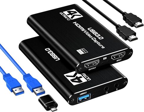 HDMI Capture Card, USB 3.0 1080P 60FPS Video Capture Card with HDMI Loop-Out & Mic Input, Low Latency Game Capture for Streaming, Compatible with PS5/PS4/Xbox/Switch/Camera, OBS Windows Mac in Saudi Arabia