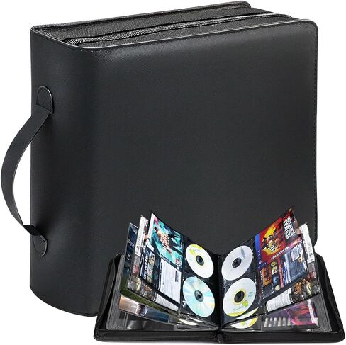 Leather DVD Storage Binder, 2 Pack CD Case Organizer 112 Discs | 56 Booklet Pockets for Cover Art, Video Games & Blu ray Storage, Disc Storage Book, DVD Album, CD Wallet for Car in Saudi Arabia
