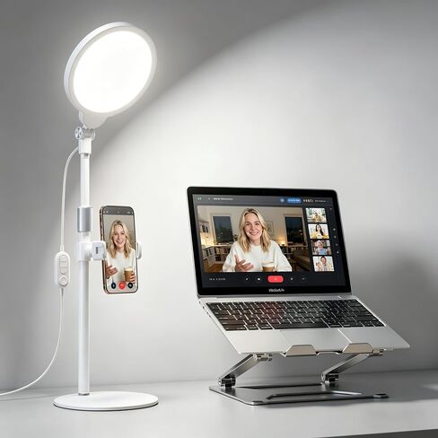 Desk Ring Light with Stand for Computer, 30 Modes Video Conference Lighting | Adjustable Desk Light for Video Recording, Zoom Lighting for Computer, Webcam, Podcast, Calls, Home Office, CRI 97.8 in Saudi Arabia