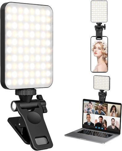 XINBAOHONG Rechargeable Selfie Light, Clip Fill Light for Phone Laptop Tablet Portable Light for Video Conference Live Streaming Zoom Call Makeup Picture (Black) in Saudi Arabia