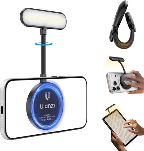 ULANZI M10 Magnetic Selfie Light Gooseneck Phone Reading Light with Magsafe | 2500-4500K 5 Brightness Levels & Modes Portable Flexible Arm Fill Light Video Conference Light for iPhone/Android/iPad/Laptop in Saudi Arabia
