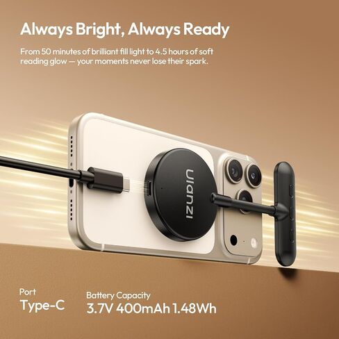 ULANZI M10 Magnetic Selfie Light Gooseneck Phone Reading Light with Magsafe | 2500-4500K 5 Brightness Levels & Modes Portable Flexible Arm Fill Light Video Conference Light for iPhone/Android/iPad/Laptop in Saudi Arabia