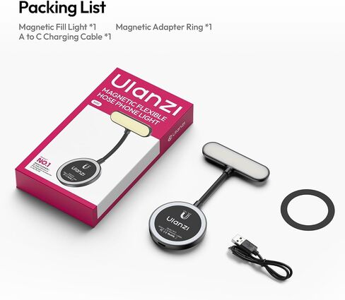 ULANZI M10 Magnetic Selfie Light Gooseneck Phone Reading Light with Magsafe | 2500-4500K 5 Brightness Levels & Modes Portable Flexible Arm Fill Light Video Conference Light for iPhone/Android/iPad/Laptop in Saudi Arabia