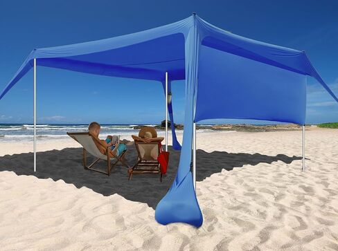 Beach Canopy Tent Shade with Sidewalls 10x10FT, 6.6FT Tall, UPF50+ Sun Shelter, Windproof & Water Resistant, Includes Guylines Sand Shovel Stability Poles, Easy Up for Beach Outdoor Camping Backyard in Saudi Arabia