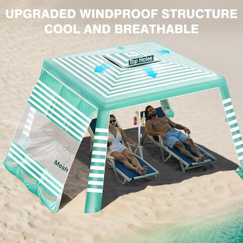 Rhino Valley Beach Cabana, 8 * 8FT Beach Tent UPF50+ Protection in Saudi Arabia