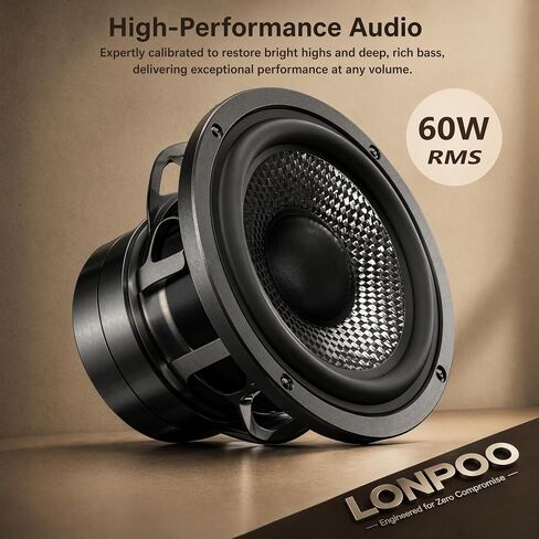 LONPOO 60W Powered Bookshelf Speakers HiFi Stereo Sound for TV/PC/Turntable | 4" Glass Woofer & 1" Silk Tweeter, DSP-Tech, Bluetooth 5.3/Optical/RCA/AUX Inputs in Saudi Arabia