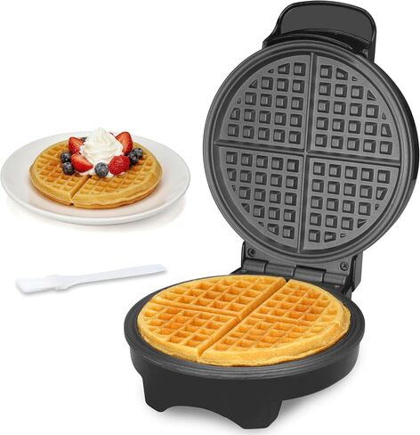 FineMade 7 Inches Round Classic Waffle Maker Machine, Mini Waffle Maker, Non-stick Waffle Irons, Thin Waffle Maker Crispy, Black in Saudi Arabia