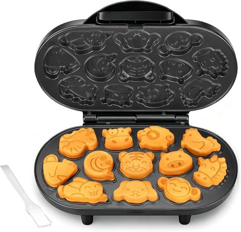 SugarWhisk Animal Mini Waffle Maker for Kids, Mini Pancakes Maker Machine with 12 Different Animal Pancake Molds, Small Waffle Maker Iron, Excellent Christmas Gift for Kids & Adult in Saudi Arabia