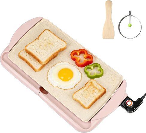 20" Electric Griddle, Ceramic Non-Stick Baking Pan Attemperation Griddle, 1400W Family-Sized Electric Skillet Extra Large Surface and Adjustable Temperature, Slide-Out Drip Tray, Black in Saudi Arabia
