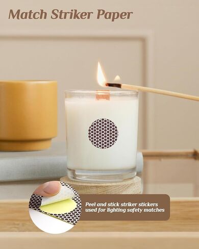 60 Pcs Match Striker Stickers – Honeycomb Surface for Instant Ignition | 28 Round + 40 Rectangle Match Striker Paper with Adhesive, Sticks to glass, plastic and ceramic. Great for camping/DIY crafts in Saudi Arabia