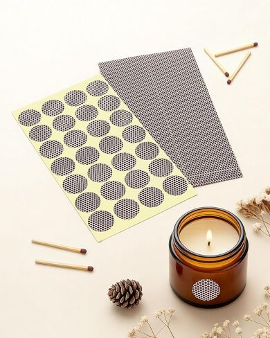 60 Pcs Match Striker Stickers – Honeycomb Surface for Instant Ignition | 28 Round + 40 Rectangle Match Striker Paper with Adhesive, Sticks to glass, plastic and ceramic. Great for camping/DIY crafts in Saudi Arabia