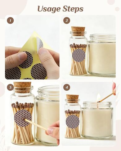 60 Pcs Match Striker Stickers – Honeycomb Surface for Instant Ignition | 28 Round + 40 Rectangle Match Striker Paper with Adhesive, Sticks to glass, plastic and ceramic. Great for camping/DIY crafts in Saudi Arabia