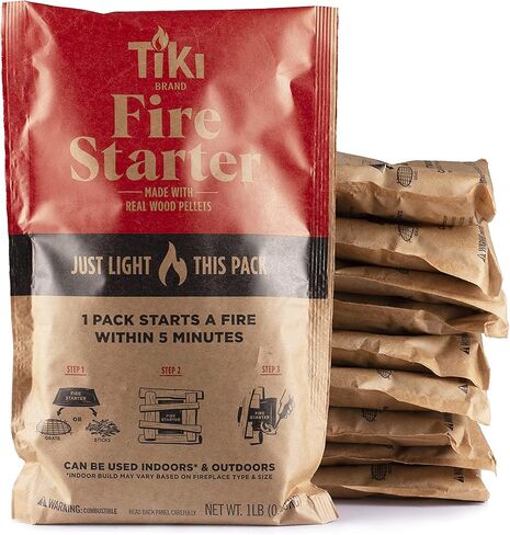 Tiki Fire Starter 10-Pack – Easy-to-Use Wood Pellet Fire Starters for Smokeless Outdoor Fire Pits & Indoor Fireplaces, Quick Lighting for Smokeless Fires, Ideal for Camping, Backyard, and Fireplaces in Saudi Arabia