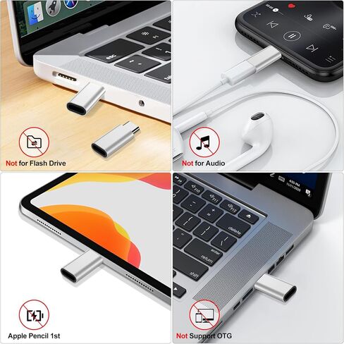 𝟒𝐏𝐚𝐜𝐤 𝐔𝐩𝐠𝐫𝐚𝐝𝐞𝐝 Lightning to USB C Adapter for iPhone 17/16/15 Series,iPad Pro,Charging & Data Sync ONLY,Type C Charger Connector,for iPhone 17/16 Charger,17/16 Accessroies,Not for Audio in Kuwait