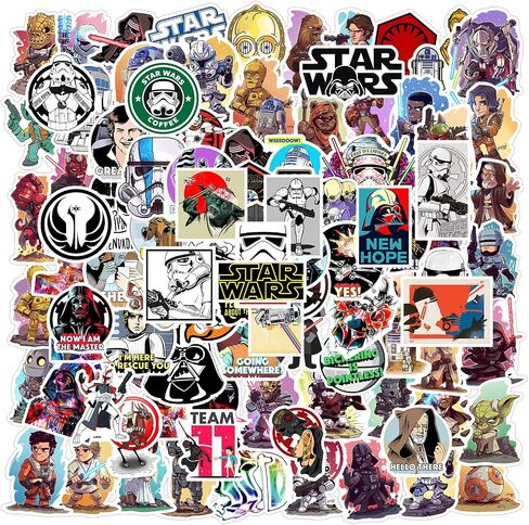 100pcs Star Wars Stickers for Kids Water Bottle, Cool Movie Vinyl Waterproof Decal for Girl Teen Adult Laptop Phone Skateboard Guitar Luggage Notebook Helmet in Saudi Arabia