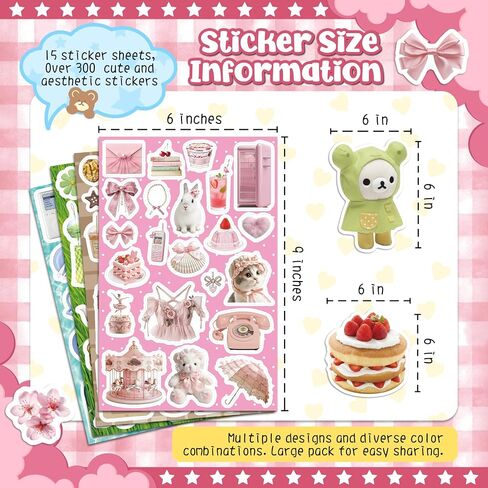 300Pcs Vintage Aesthetic Stickers for Journaling, Waterproof Vinyl Cute Sticker Pack for Adults & Teens, Scrapbooking, Journaling, Kindle, Laptop & Water Bottles in Saudi Arabia