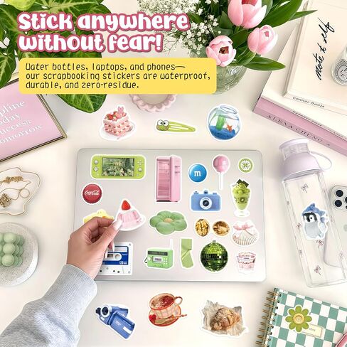 300Pcs Vintage Aesthetic Stickers for Journaling, Waterproof Vinyl Cute Sticker Pack for Adults & Teens, Scrapbooking, Journaling, Kindle, Laptop & Water Bottles in Saudi Arabia