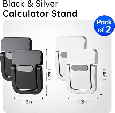Calculator Stand for Desk, 2 Pair | Calculator Holder for Classroom, Sturdy Aluminum Alloy Desk Calculator Support,Black and Silver in Saudi Arabia