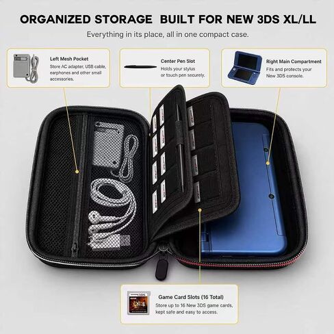 5-in-1 Accessories Kit Carrying Case for Nintendo New 3DS XL LL Console，with Clear Hard Shell and Charging Cable & Stylus Pens & Sets of Screen Protectors- Full Protection Bundle for New 3DS XL LL in Saudi Arabia
