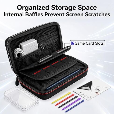 5-in-1 Accessories Kit Carrying Case for Nintendo New 3DS XL LL Console，with Clear Hard Shell and Charging Cable & Stylus Pens & Sets of Screen Protectors- Full Protection Bundle for New 3DS XL LL in Saudi Arabia