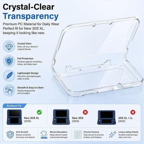 5-in-1 Accessories Kit Carrying Case for Nintendo New 3DS XL LL Console，with Clear Hard Shell and Charging Cable & Stylus Pens & Sets of Screen Protectors- Full Protection Bundle for New 3DS XL LL in Saudi Arabia