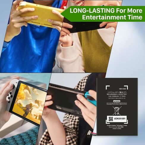 HDH-003 Battery, 5080mAh New Upgrade High Capacity Battery Replacement for Nintendo Switch Lite, HDH-001 with Full Set Repair Tool Kits in Kuwait