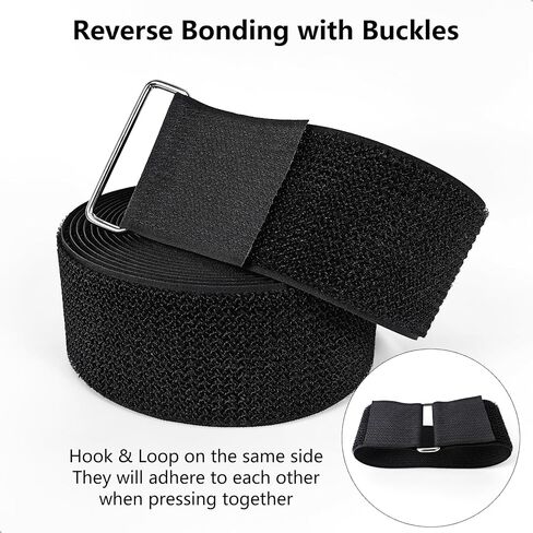 Hook and Loop Straps, 2'' x 16.5', Fastening Cinch Straps with 15 Metal Buckles, Cut to Length, Heavy Duty, Reusable Cable Straps, Cord Straps, 16.5 Feet Long Cord Strap for Storage and Organization in Saudi Arabia
