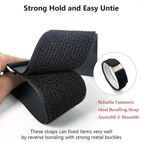 Hook and Loop Straps, 2'' x 16.5', Fastening Cinch Straps with 15 Metal Buckles, Cut to Length, Heavy Duty, Reusable Cable Straps, Cord Straps, 16.5 Feet Long Cord Strap for Storage and Organization in Saudi Arabia