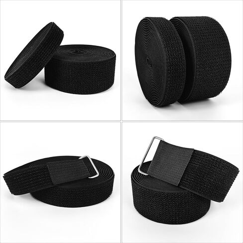 Hook and Loop Straps, 2'' x 16.5', Fastening Cinch Straps with 15 Metal Buckles, Cut to Length, Heavy Duty, Reusable Cable Straps, Cord Straps, 16.5 Feet Long Cord Strap for Storage and Organization in Saudi Arabia