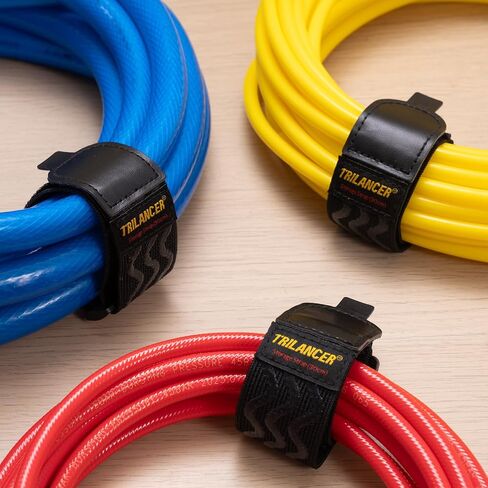 Trilancer Elastic Cinch Straps with Anti-Slip Strips, 12'' x 1.5'' (8 Pack) | Easy-Pull Tab Heavy Duty Multipurpose Hook and Loop Straps for Extension Cords, Cables, Ropes, Hoses, Bikes, Pant Garters in Saudi Arabia