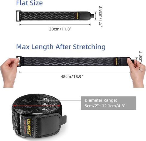 Trilancer Elastic Cinch Straps with Anti-Slip Strips, 12'' x 1.5'' (8 Pack) | Easy-Pull Tab Heavy Duty Multipurpose Hook and Loop Straps for Extension Cords, Cables, Ropes, Hoses, Bikes, Pant Garters in Saudi Arabia