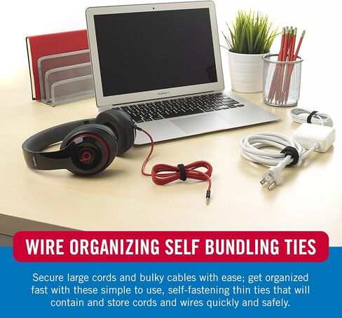 VELCRO Brand Cable Ties, 15in, Black and Gray, 30 Pack | Extra Long Reusable Cable Ties For Large Cable Bundles; Zip Tie Alternative For Workstations, TV Areas And Home Offices in Saudi Arabia