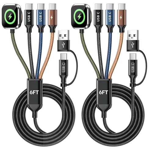 Cruise Essentials 2026, 4 in 2 Multi Charging Cable for Apple Watch Charger | Camping/Travel/Vacation/Road Trip/Car Essentials with iWatch Charger/Dual Type-C/IP for iWatch 11-2/Ultra/iPhone 17-8, 5FT in Saudi Arabia