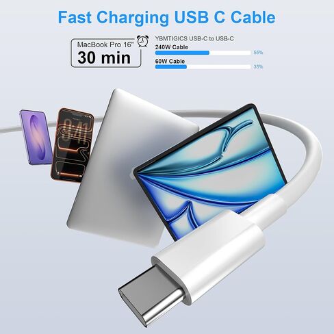 USB C to USB C Charging Cable for Apple iPhone 17/16/15 Charger Fast 6ft Long USBC to USB-C Power Cord for iPhone 17/16 Pro/Pro Max/Air, MacBook Air 13 inch/IPad Pro/Air/10th/4/5 Type C 2Pack 6 ft 60W in Saudi Arabia