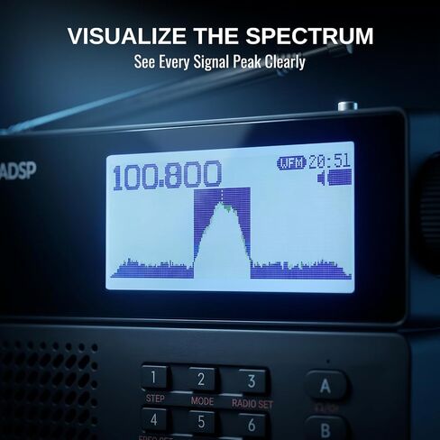 رادي MLite-880 SDR جهاز استقبال راديو على الموجات القصيرة مع نطاق الطيران | بطارية بقدرة 5000 مللي أمبير في الساعة، وأوضاع SSB/LSB/USB/CW، وتقليل ضوضاء DSP، وعرض طيف الشلال in Kuwait