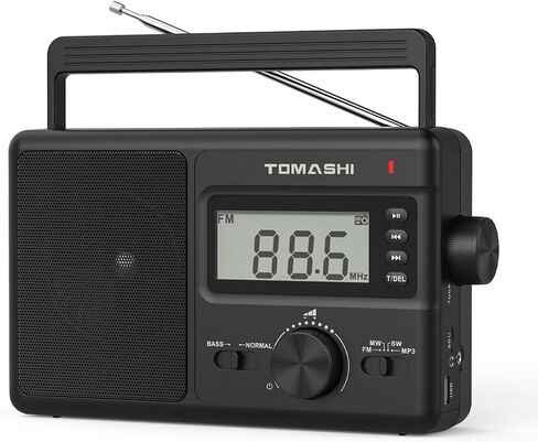 TOMASHI Portable AM FM SW Radio, AC/DC Powered Multi Band with Auto Scan | LCD clock display and USB/SD MP3 player. Headphone jack for home, camping, travel and emergency use. in Kuwait