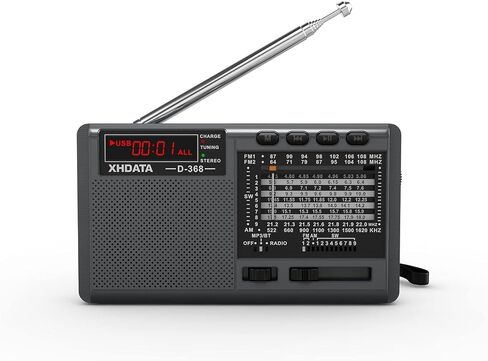 XHDATA D328 Portable Radio AM FM Shortwave Radio with TF Card Playback | Battery Operated Radio, Rechargeable, Earphone Jack, FM Sereo, Micro SD Card Support, Transistor Radio for Home and Outdoors in Saudi Arabia
