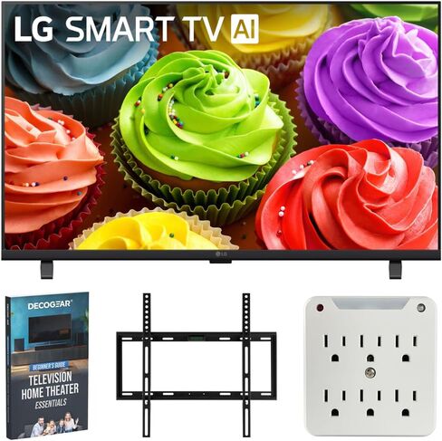 LG LB65 32" HD HDR Smart LED TV (2026) 32LB650BPUA Bundle with Deco Mount Slim Flat Wall Mount Kit, 6-Outlet Surge Adapter with Night Light and Deco Gear Home Theater Beginner's Guide in Saudi Arabia